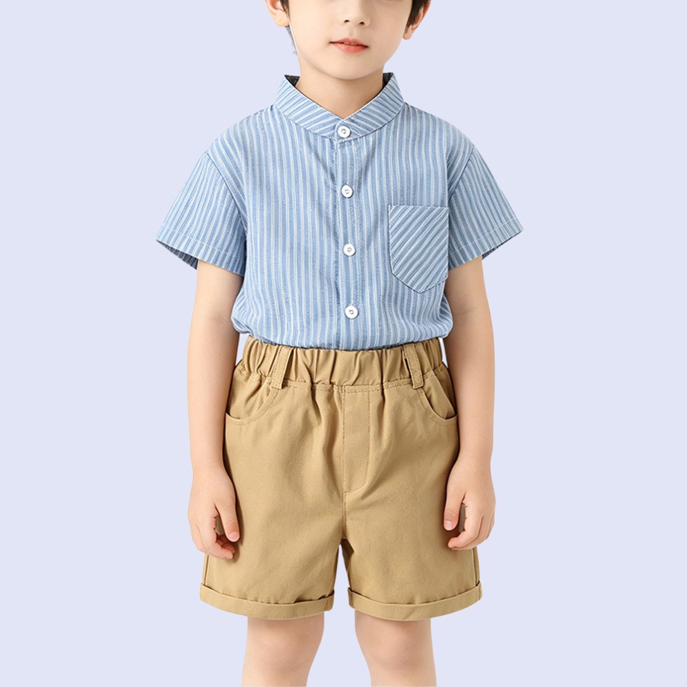Stylish Boys' Striped Short-Sleeve Shirt