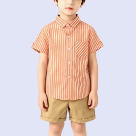 Boys' Stylish & Vibrant Striped Short-Sleeve Shirt