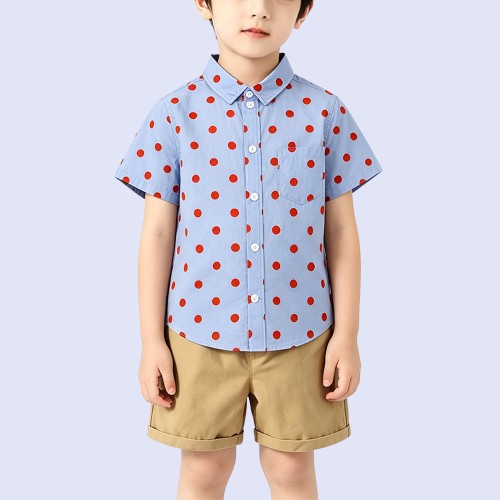 Stylish Polka-Dot Breathable Short-Sleeve Shirt