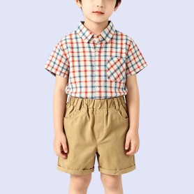 100% Pure Cotton Fresh Plaid Shirt for Boys