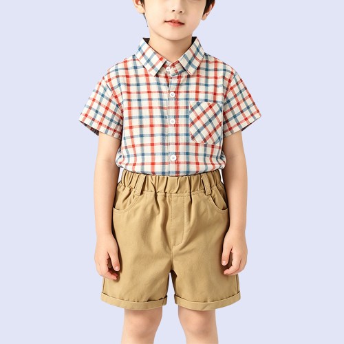 100% Pure Cotton Fresh Plaid Shirt for Boys
