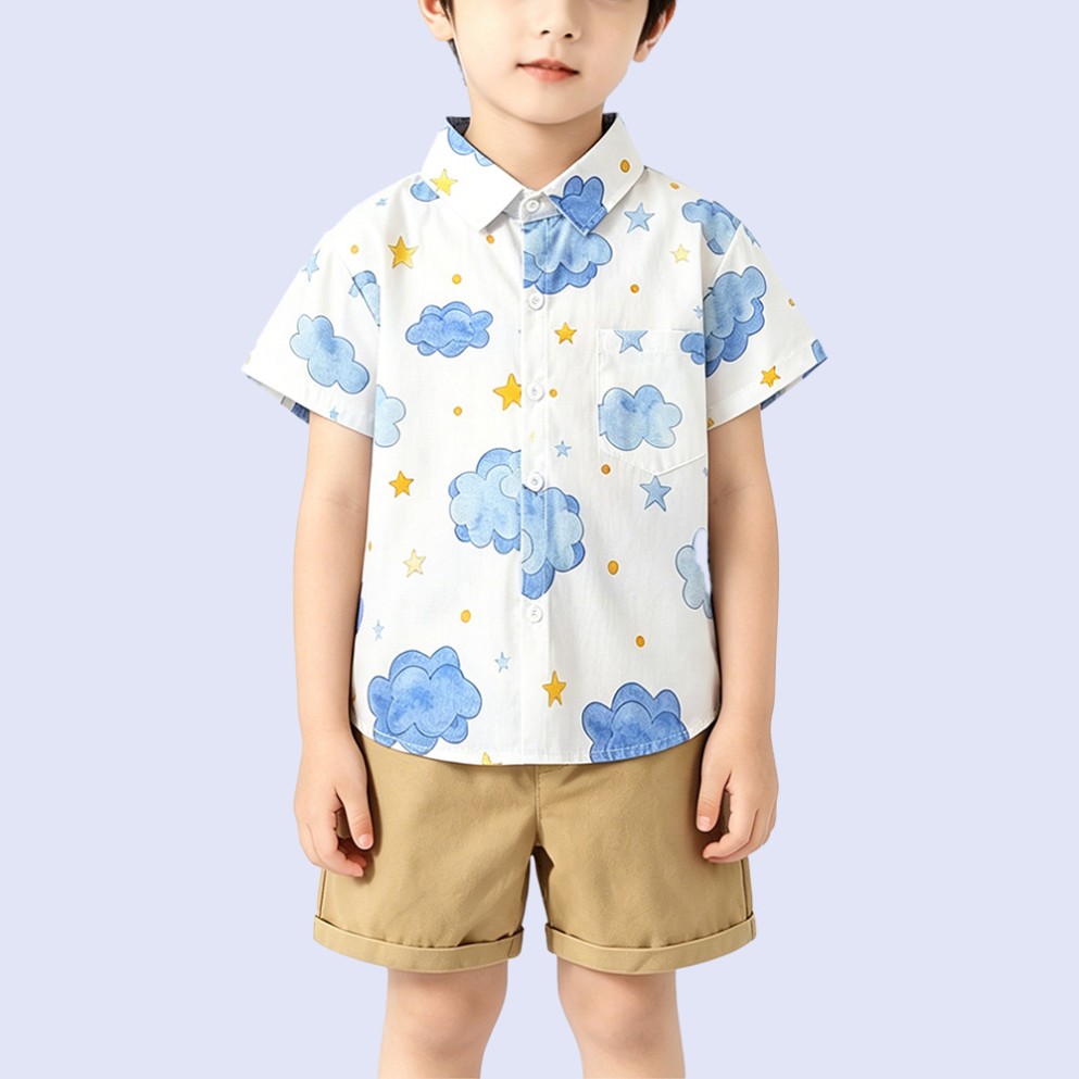 New Stylish Boys' Cloud-Print Shirt