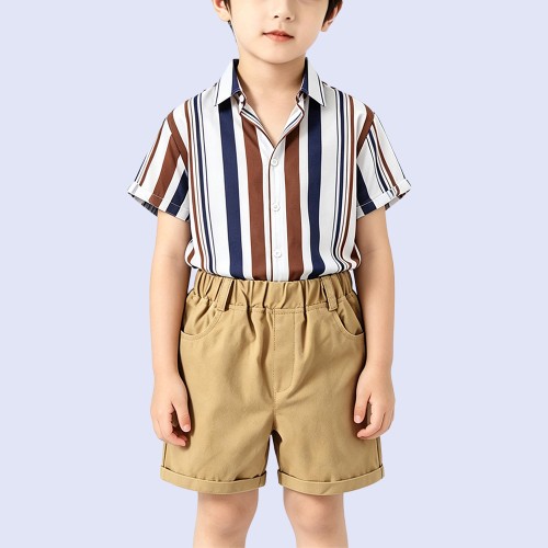 Boys' Trendy Striped Short-Sleeve Shirt