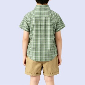 Fresh Plaid Short-Sleeve Shirt for Boys