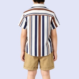 Boys' Trendy Striped Short-Sleeve Shirt