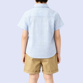 Classic Plaid Stand-Collar Shirt for Boys