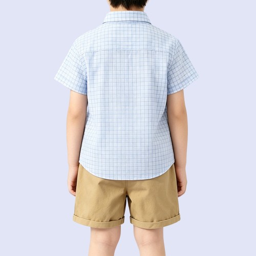 Classic Plaid Stand-Collar Shirt for Boys