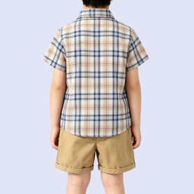 Boys' Retro Plaid Short-Sleeve Shirt