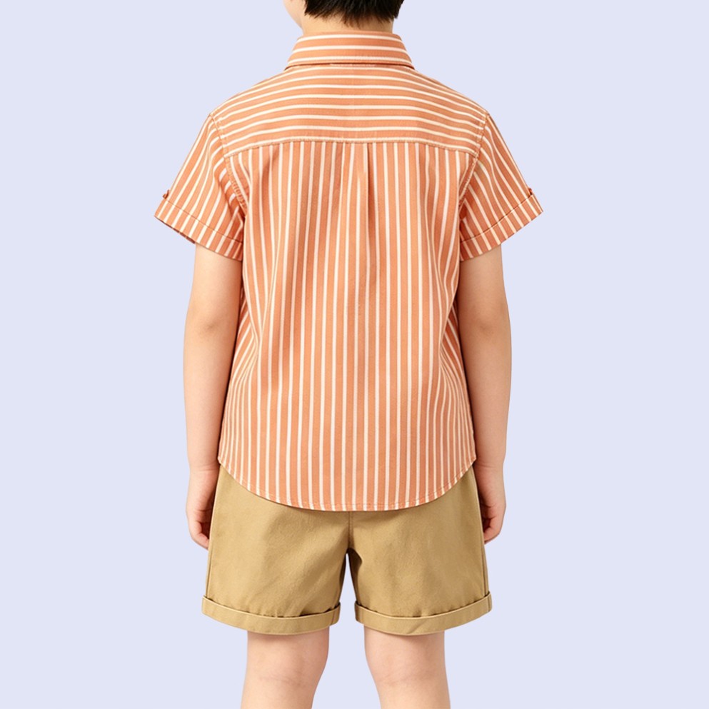 Boys' Stylish & Vibrant Striped Short-Sleeve Shirt