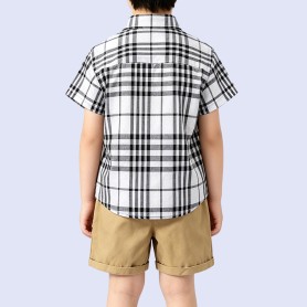 Classic Black and White Plaid Boys' Shirt