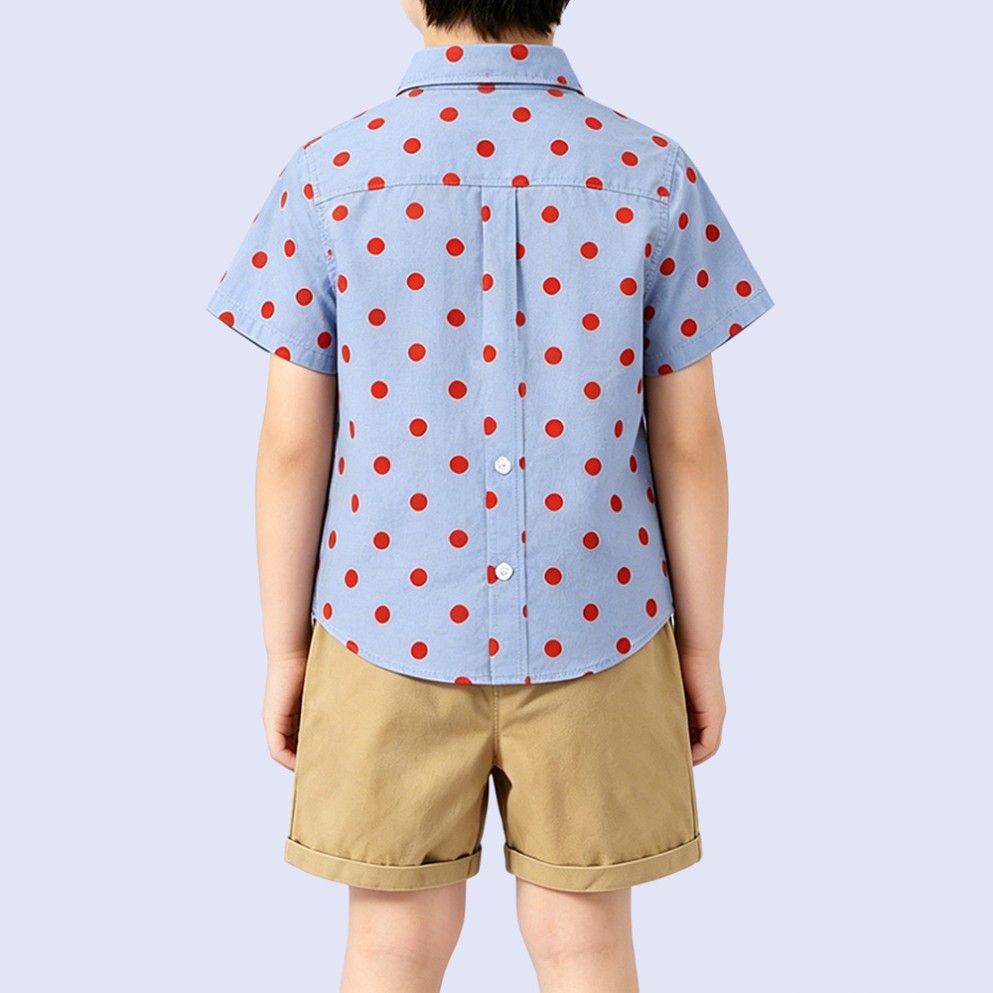 Stylish Polka-Dot Breathable Short-Sleeve Shirt