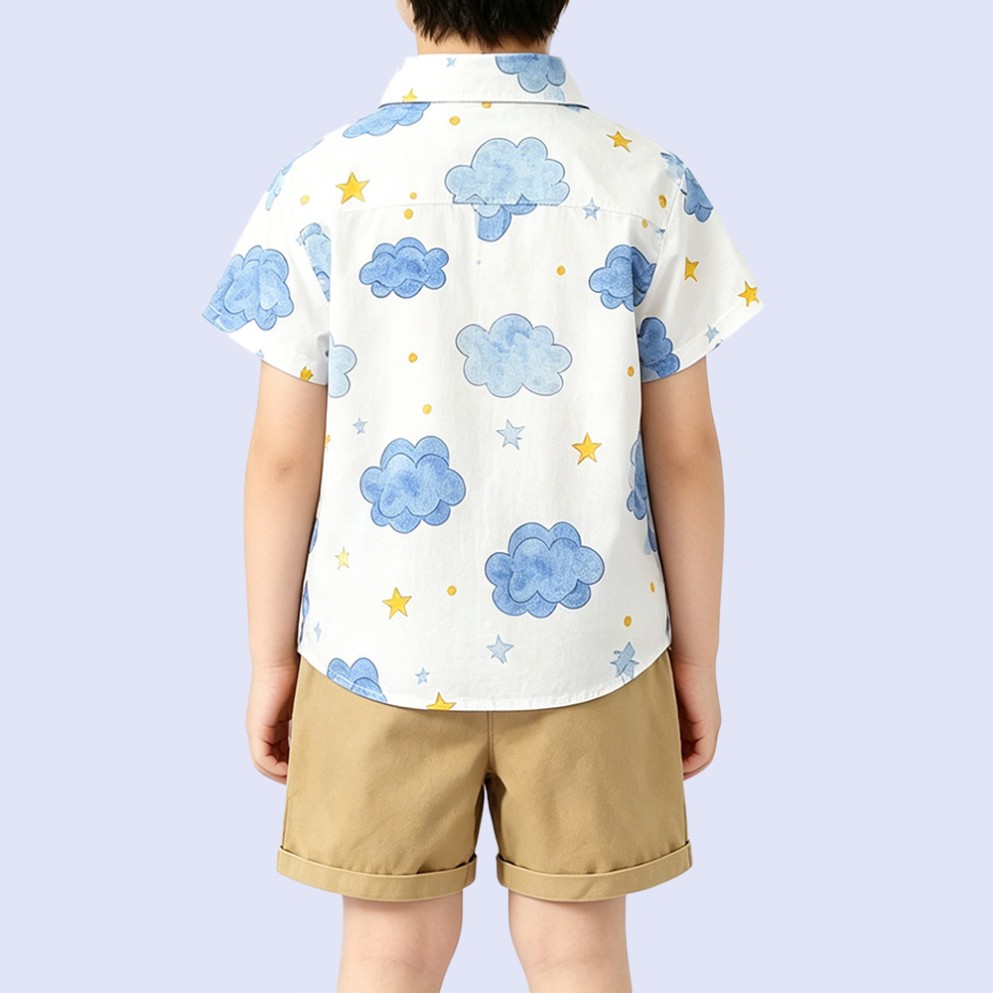 New Stylish Boys' Cloud-Print Shirt