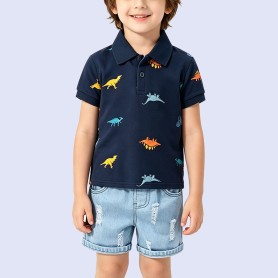 Boys' Stylish Cartoon Dinosaur Print T-Shirt