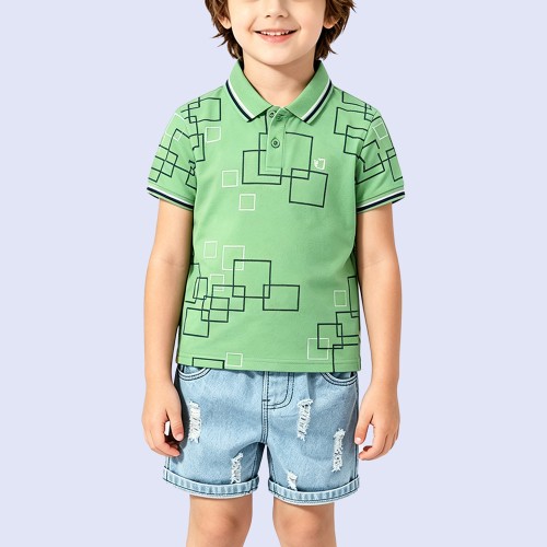 Boys' Pure Cotton T-Shirt with Irregular Pattern
