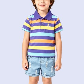 Boys' Colorful Striped Breathable T-Shirt