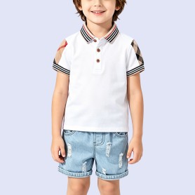 British-Style Plaid-Paneled T-Shirt