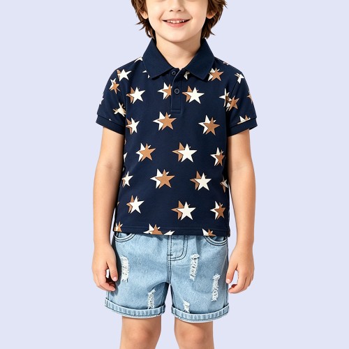Stylish All-Over Star Print T-Shirt