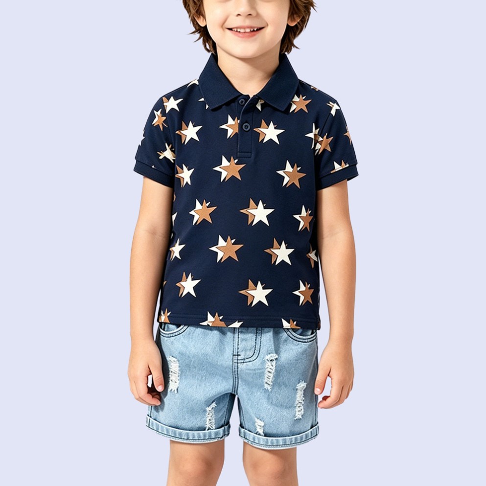 Stylish All-Over Star Print T-Shirt