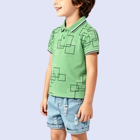 Boys' Pure Cotton T-Shirt with Irregular Pattern