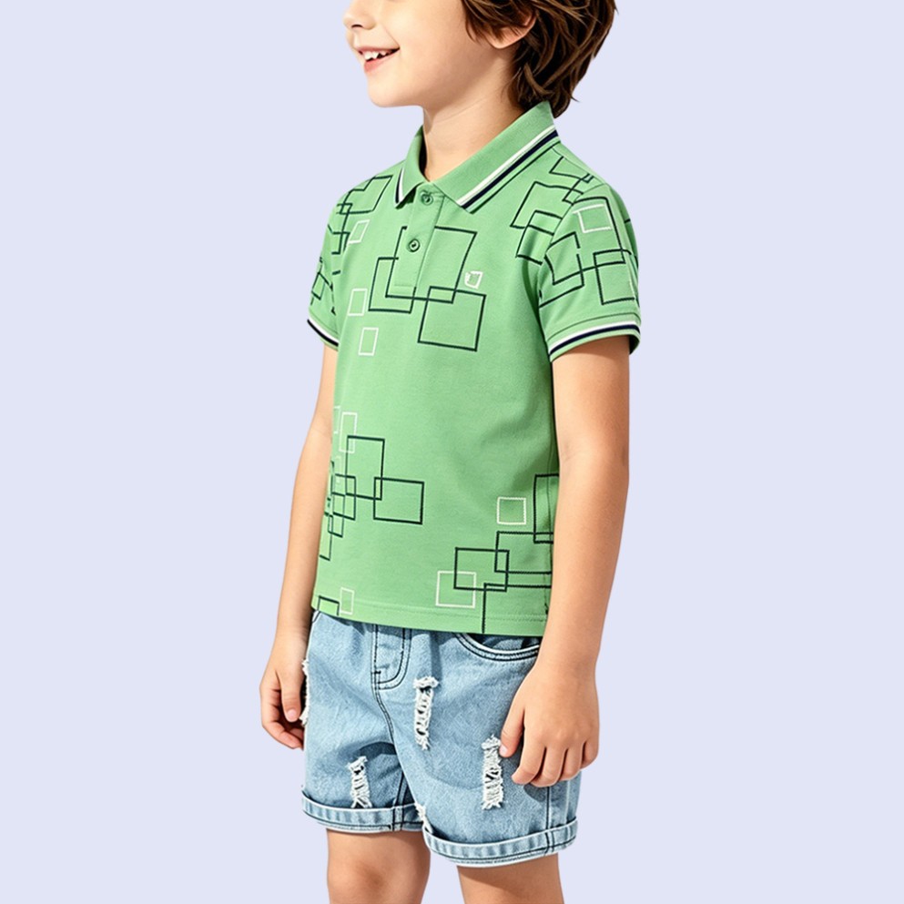 Boys' Pure Cotton T-Shirt with Irregular Pattern