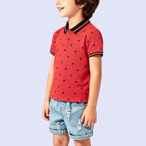 Boys' Breathable Printed Color-Block T-Shirt
