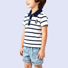 New Boys' British-Style Striped Polo Shirt