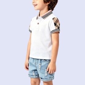 British-Style Plaid-Paneled T-Shirt