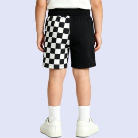 Trendy Color-Block Black and White Plaid Shorts