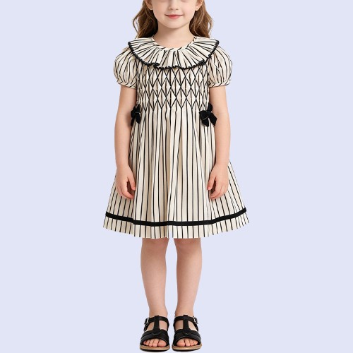 Girls' Luxury Striped A-Line Dress