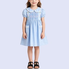 Dreamy Sky-Blue Embroidered Lace Dress