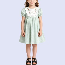 Girls' Pure Cotton Knee-Length A-Line Dress