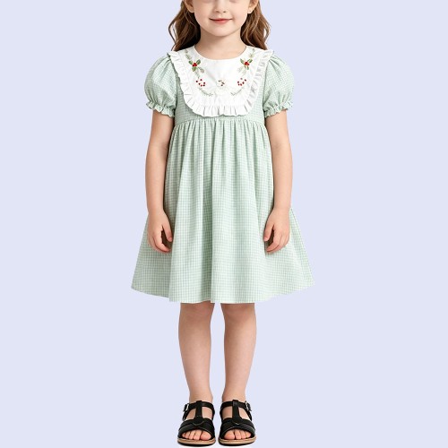 Girls' Pure Cotton Knee-Length A-Line Dress
