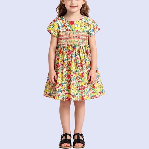 Retro Pastoral-Style Floral Print Dress