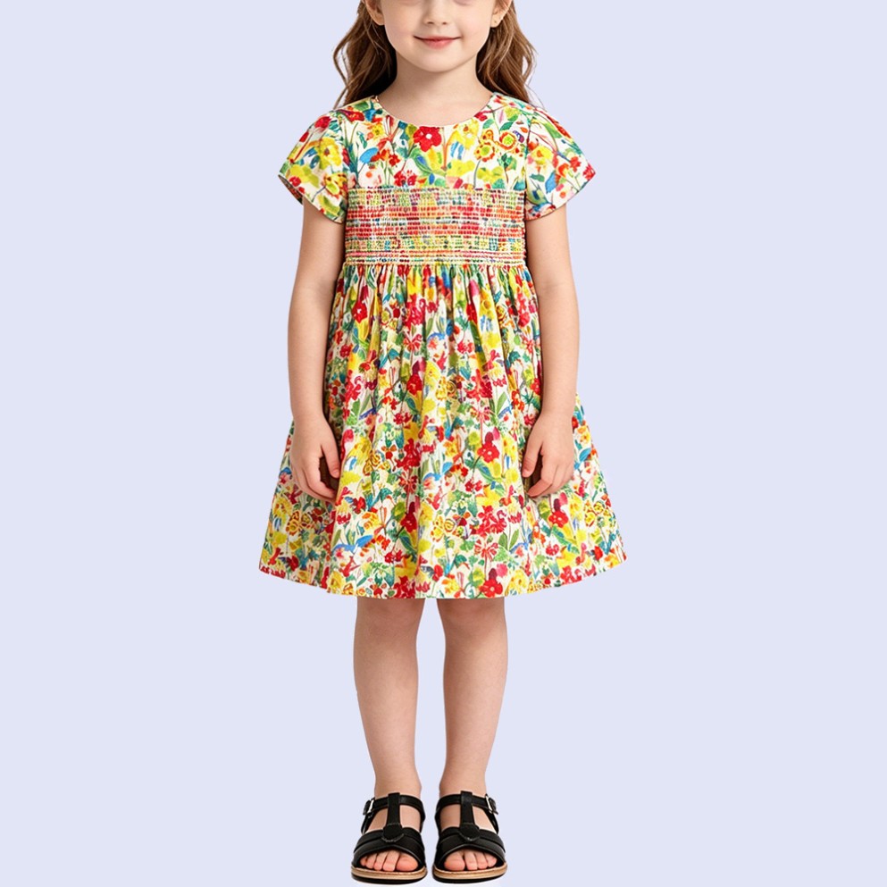 Retro Pastoral-Style Floral Print Dress
