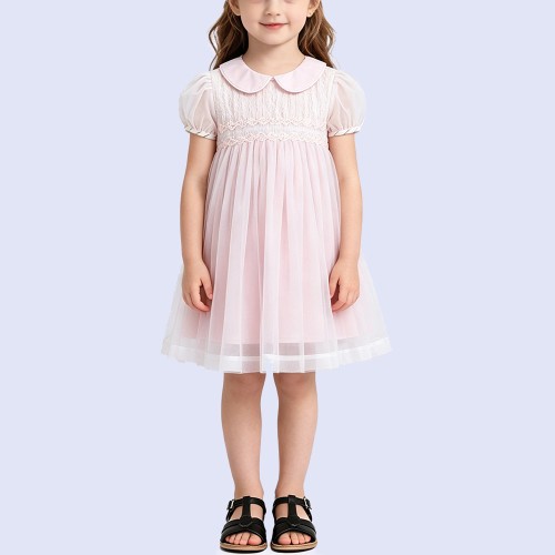 Girls' Straight-Cut Knee-Length Cotton Princess Dress