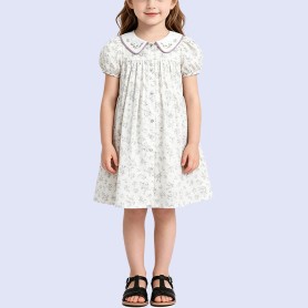 Sweet Peter Pan Collar Short-Sleeve Knee-Length Dress