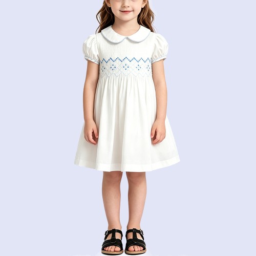 Girls' White Peter Pan Collar Dress