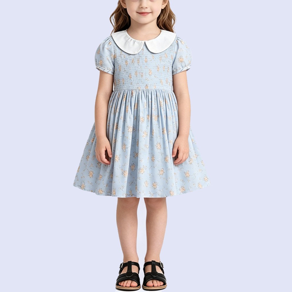 Retro & Fresh Floral Babydoll Dress with Peter Pan Collar
