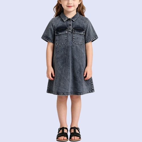 Retro Washed Denim Casual Dress