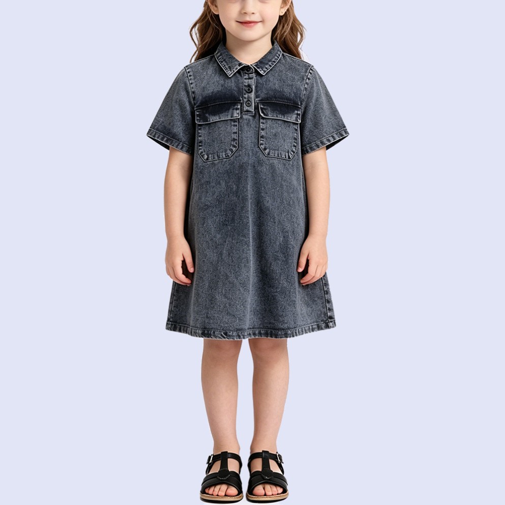 Retro Washed Denim Casual Dress