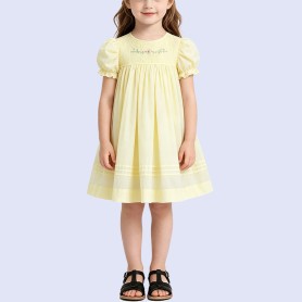 An Exquisite Pale Yellow Puff-Sleeve Dress