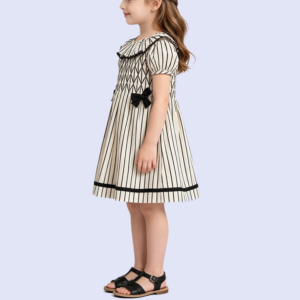 Girls' Luxury Striped A-Line Dress