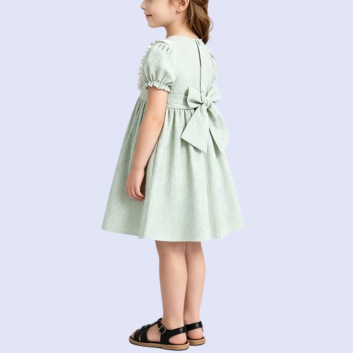 Girls' Pure Cotton Knee-Length A-Line Dress