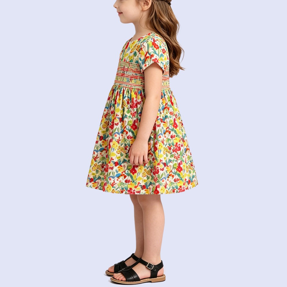 Retro Pastoral-Style Floral Print Dress