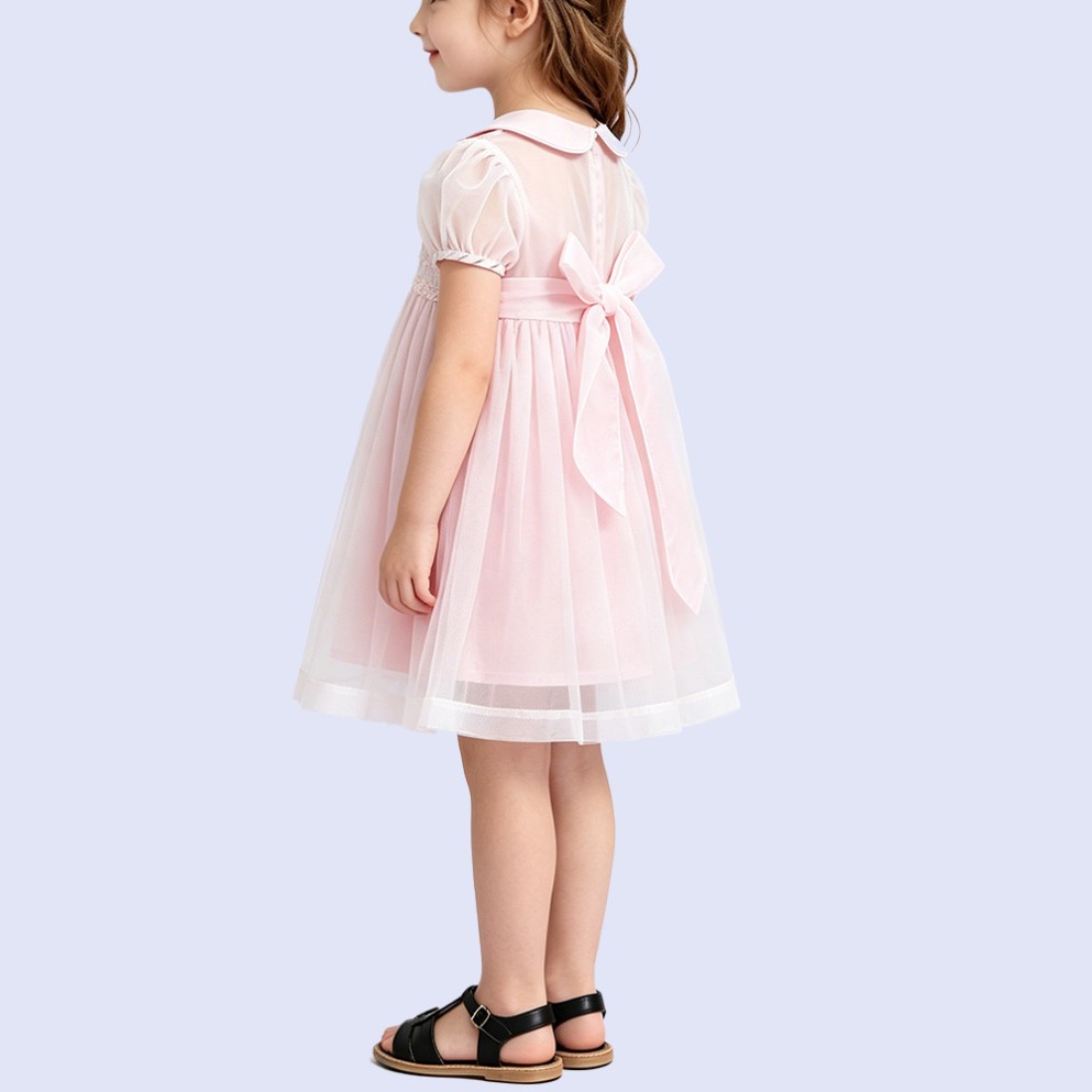 Girls' Straight-Cut Knee-Length Cotton Princess Dress