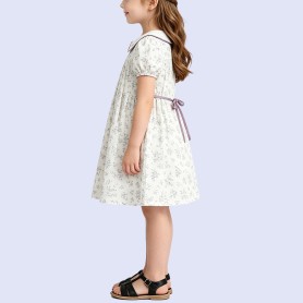 Sweet Peter Pan Collar Short-Sleeve Knee-Length Dress