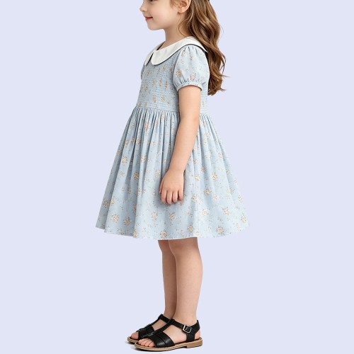 Retro & Fresh Floral Babydoll Dress with Peter Pan Collar