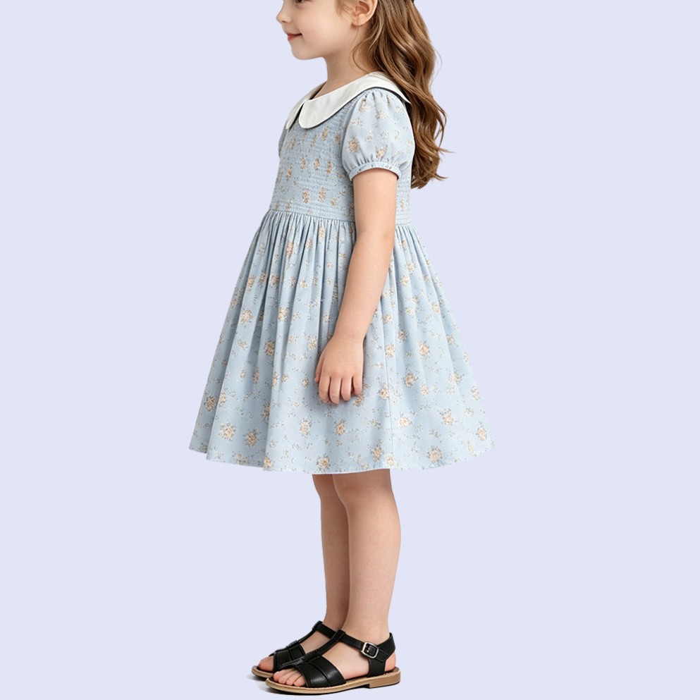Retro & Fresh Floral Babydoll Dress with Peter Pan Collar