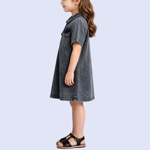 Retro Washed Denim Casual Dress