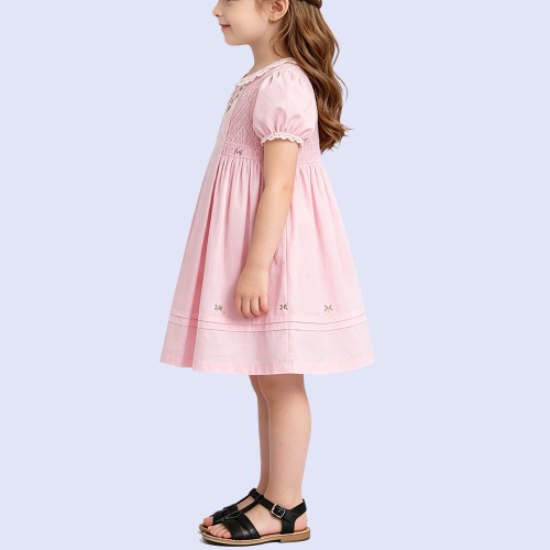 Sweet Pink Floral Embroidered Dress